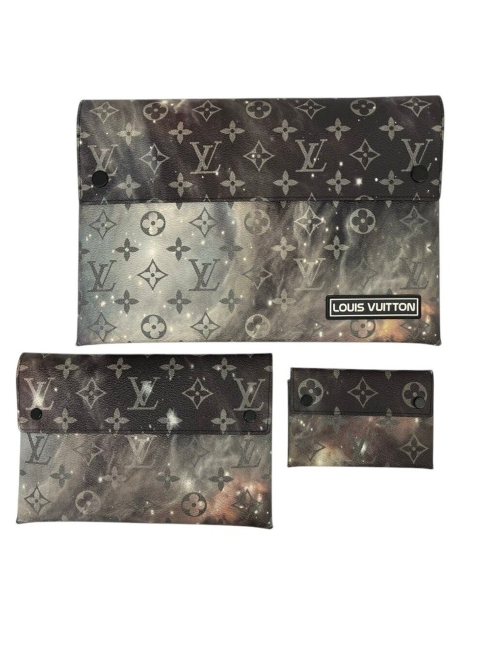 Louis Vuitton Monogram Galaxy Alpha TR Pouch Triple Clutch Gray